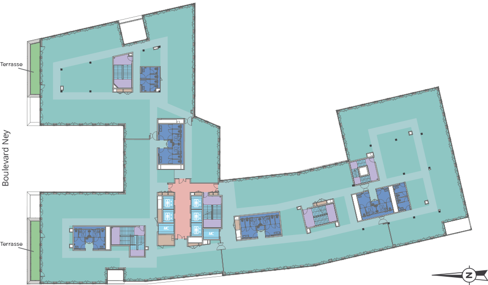 plan étage 5 immeuble tribeca paris 18