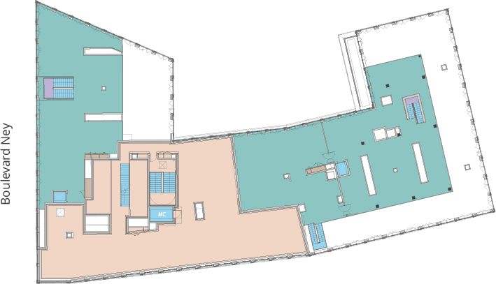 plan étage 8 mezzanine immeuble tribeca paris 18